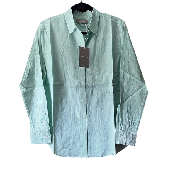 NWT Everlane Women's The Cotton Oversized Button Down Shirt Long Sleeve Mint 4 - Picture 1 of 11